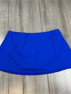 Lands End Swim Skirt Womens 14W Mini Stretch Bright Blue Modest Tennis Prep Pool